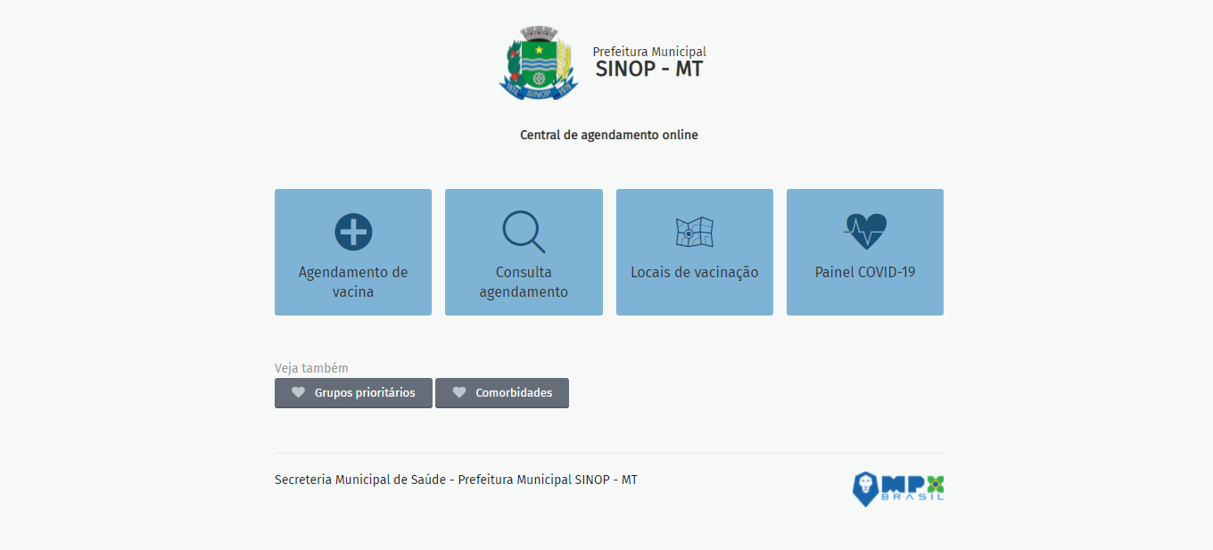 Site de agendamento de vacinação em Sinop