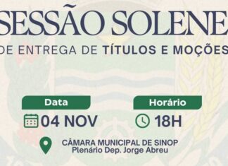 Câmara de Sinop terá Sessão Solene para entrega de Títulos e Moções