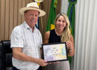 Dorner recebe desenho que inicia projeto contra violência à mulher