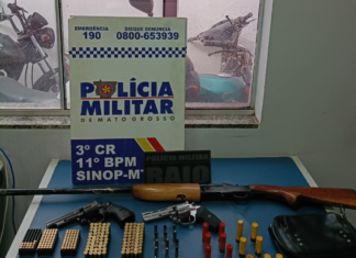 PM e MP apreendem armas de fogo e munições durante operação em Sinop