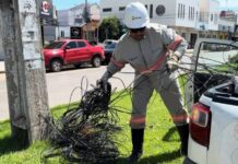 Operação Cidade Limpa ultrapassa 2,6 toneladas de fios retirados de postes em Sinop