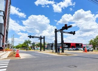 Semáforo inteligente com tecnologia avançada começa a operar em cruzamento de Sinop